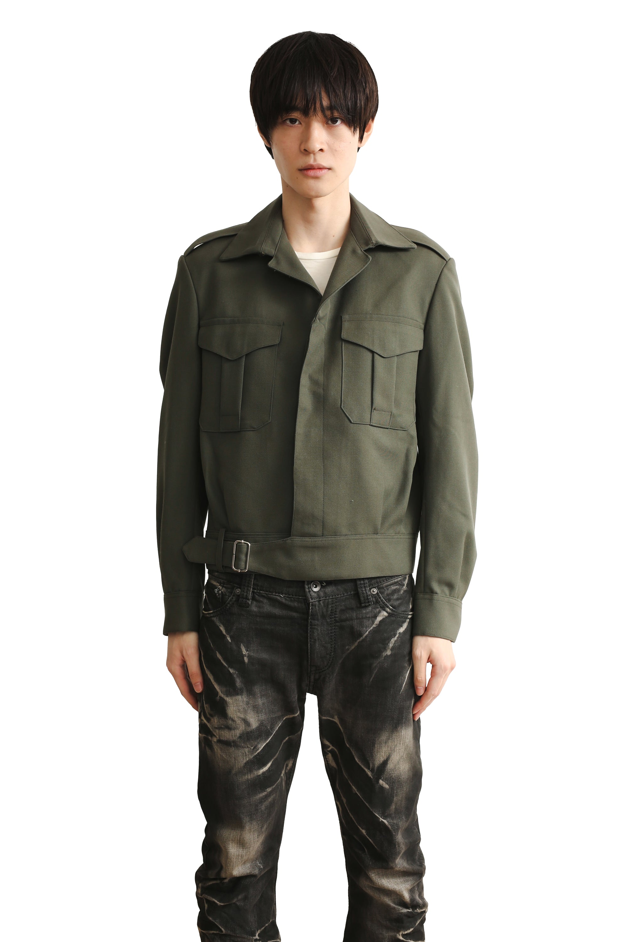 BELTED SHORT EPAULET JACKET