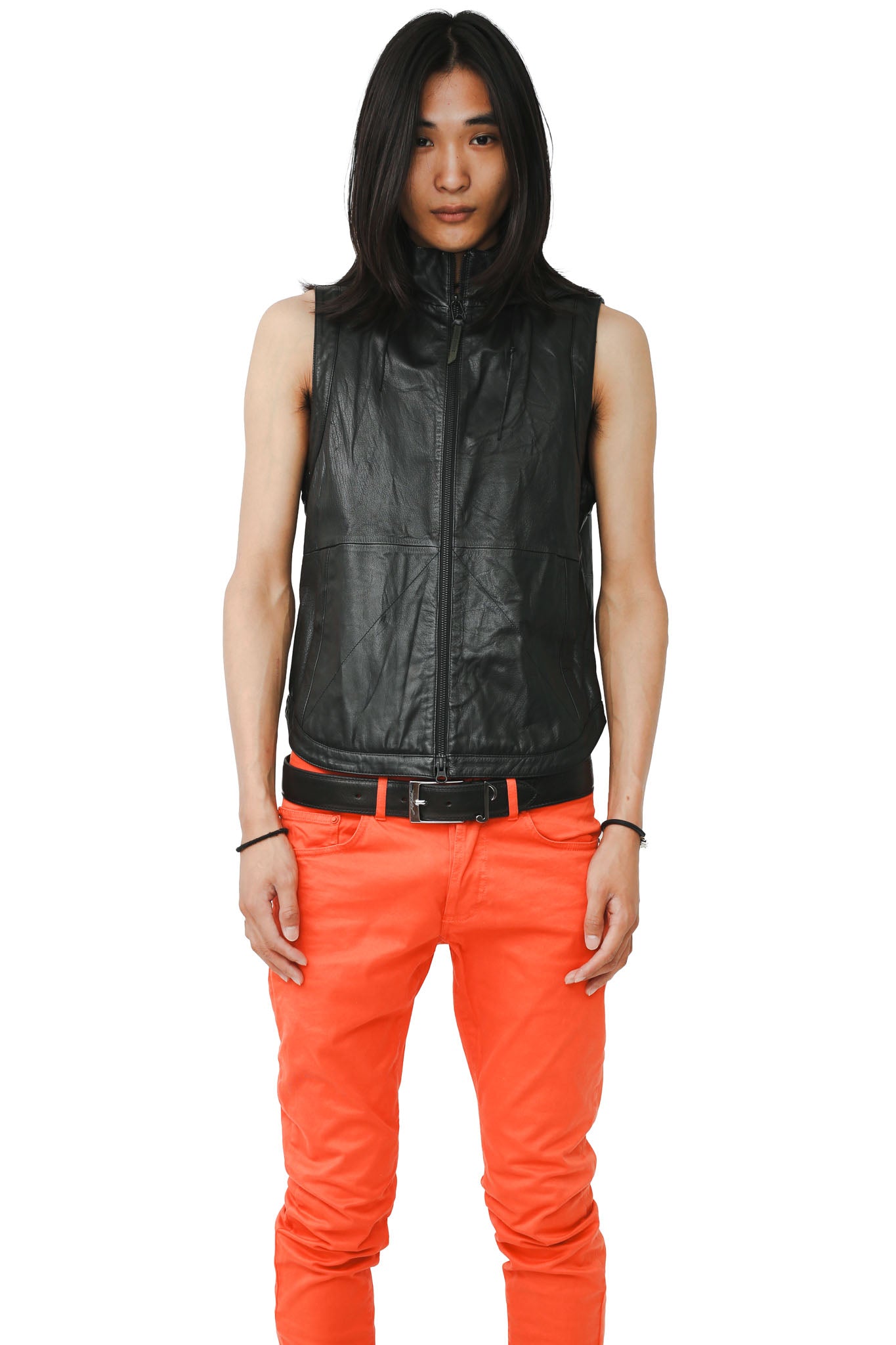 LEATHER HOODED VEST