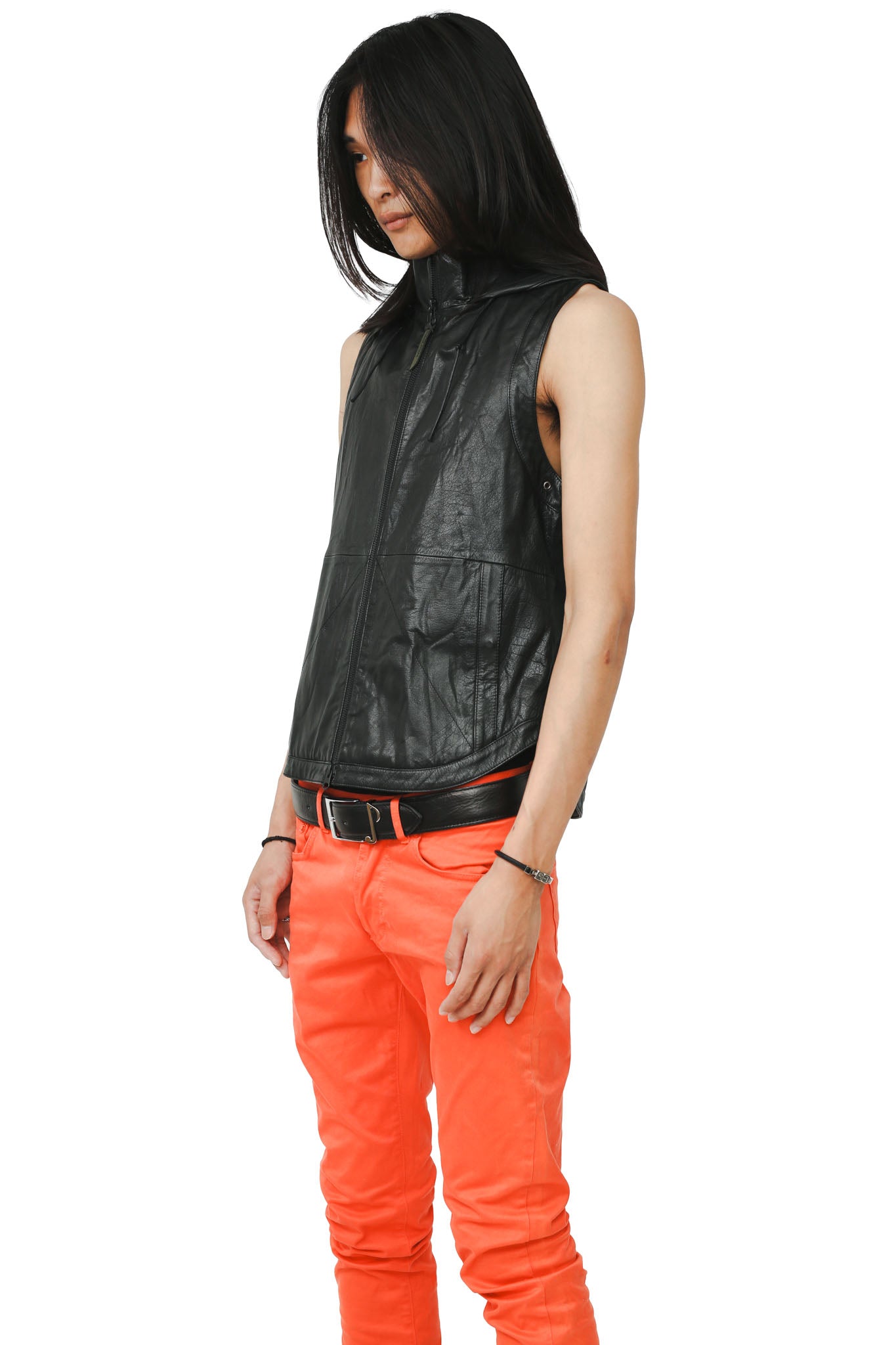 LEATHER HOODED VEST