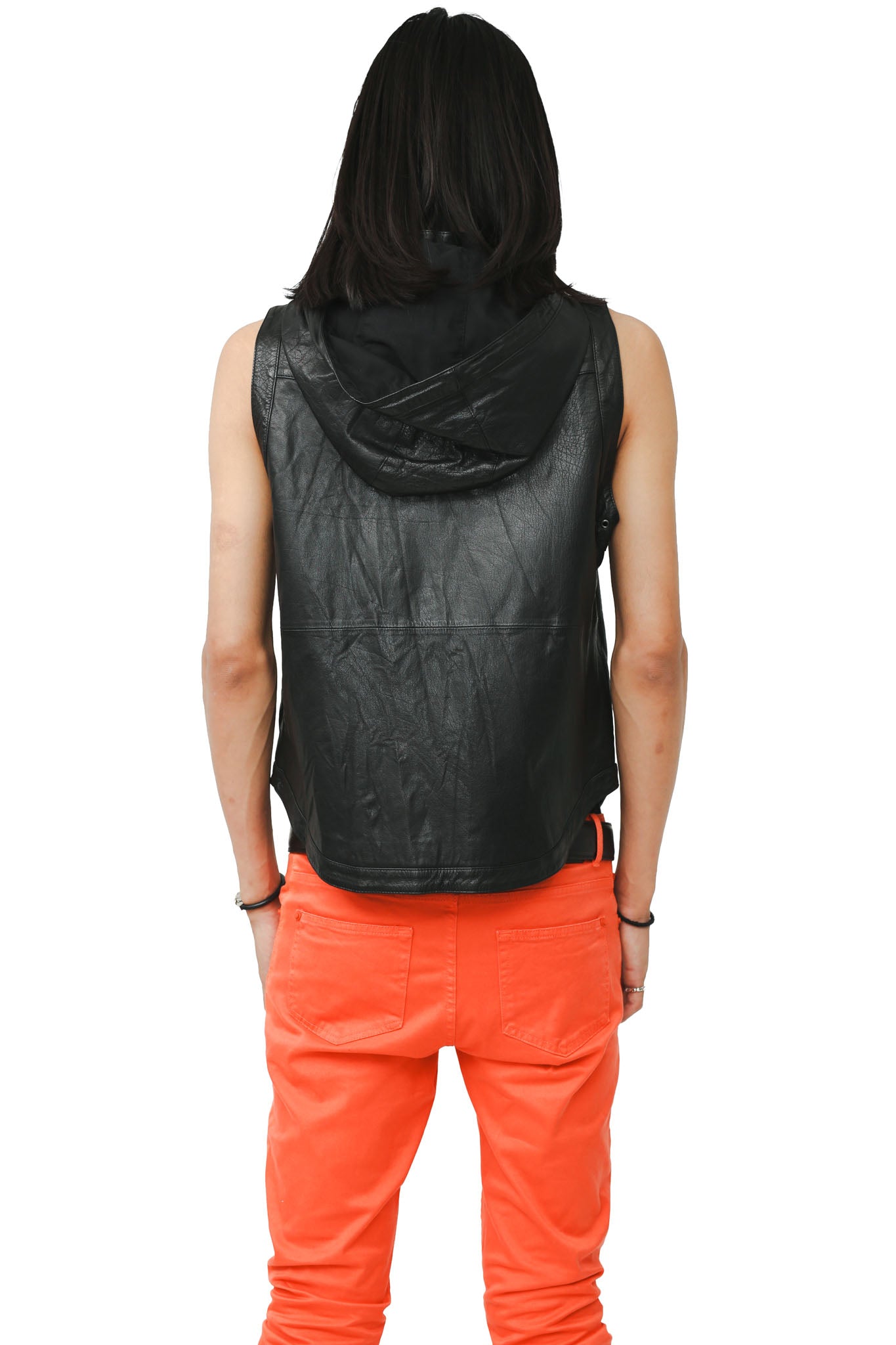 LEATHER HOODED VEST