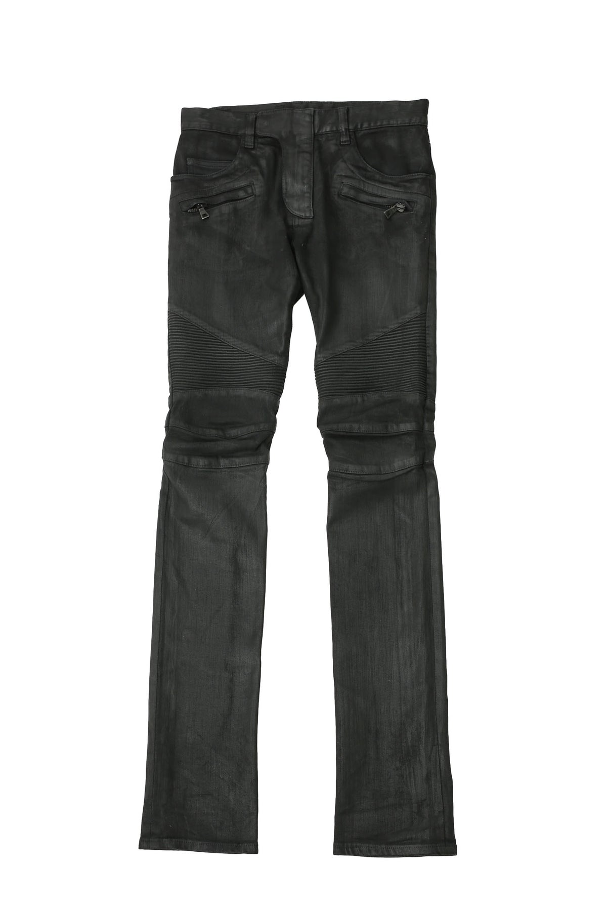 BALMAIN - COATED BIKER JEANS