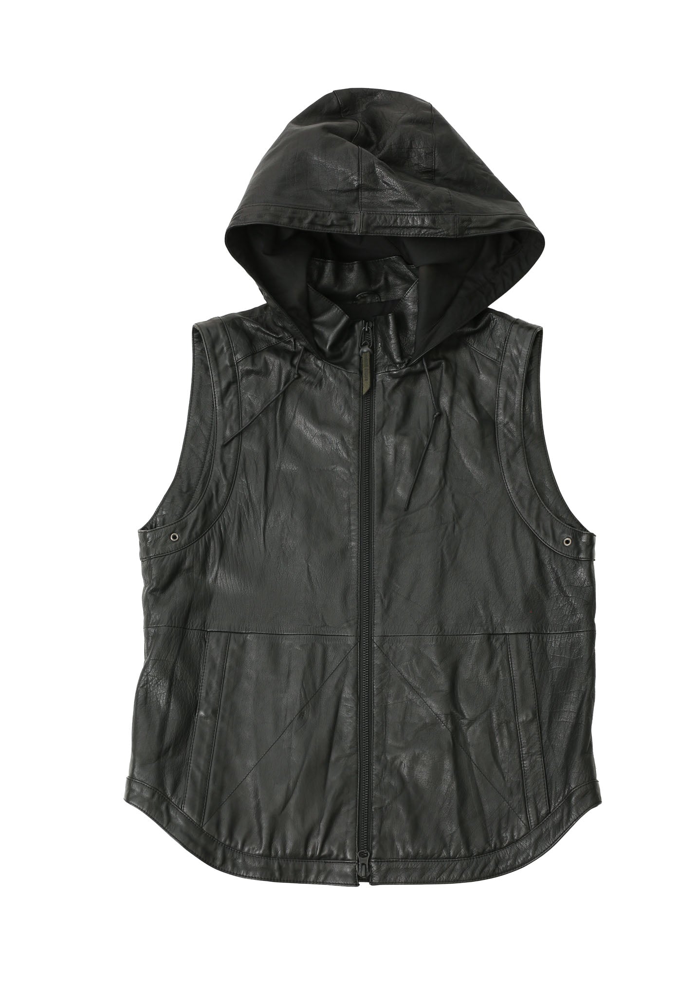 LEATHER HOODED VEST