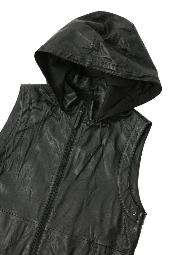 LEATHER HOODED VEST