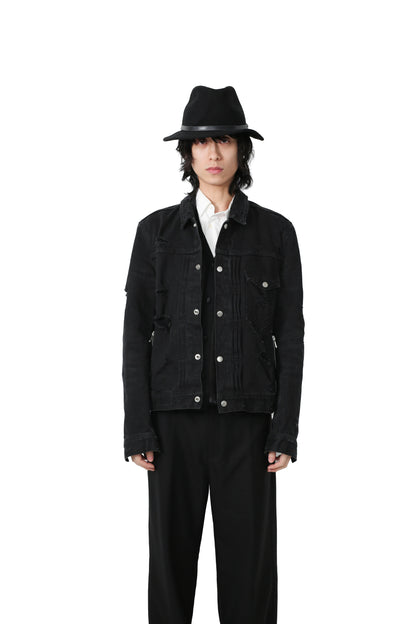 "balmain" destroyed denim jacket