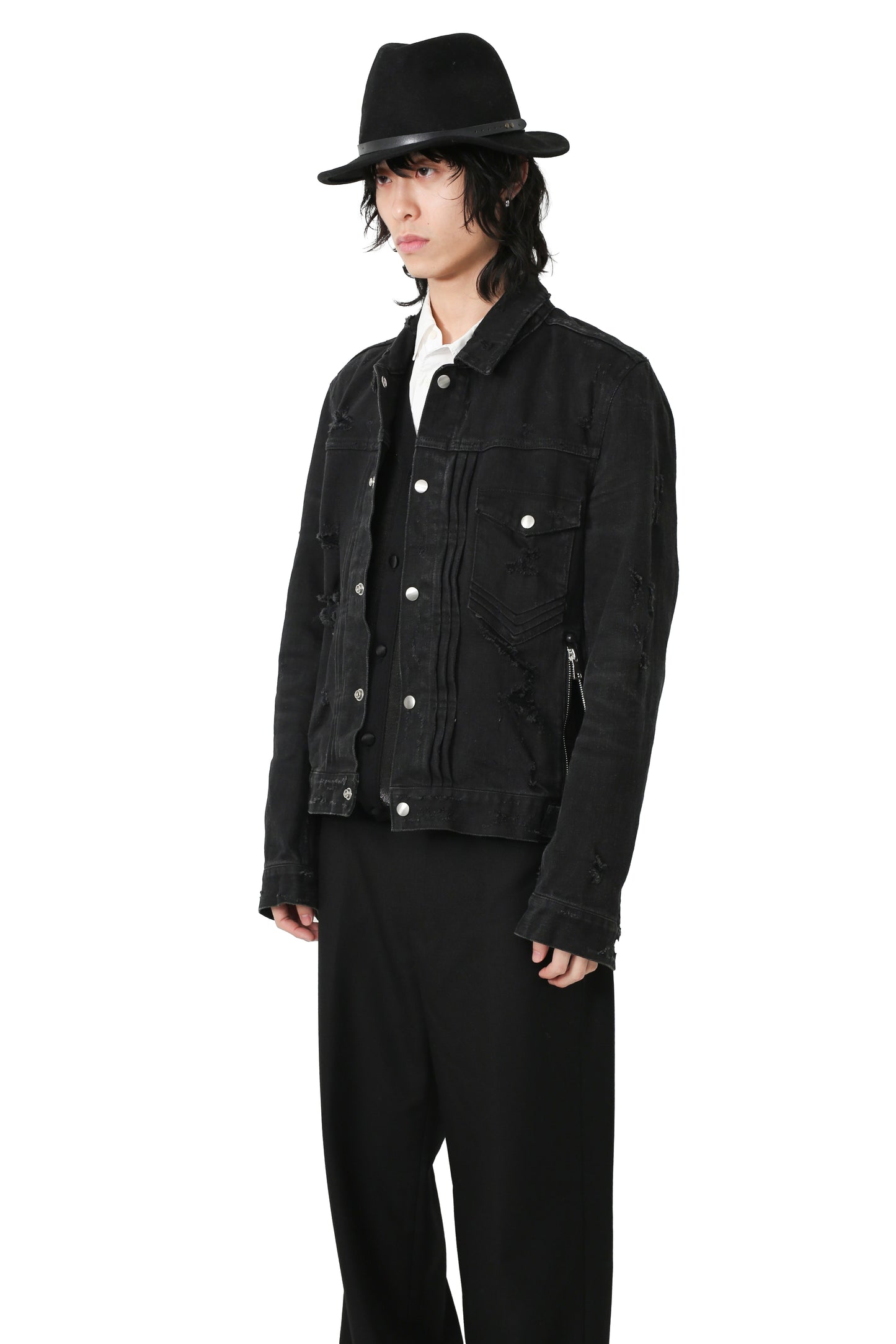 "balmain" destroyed denim jacket