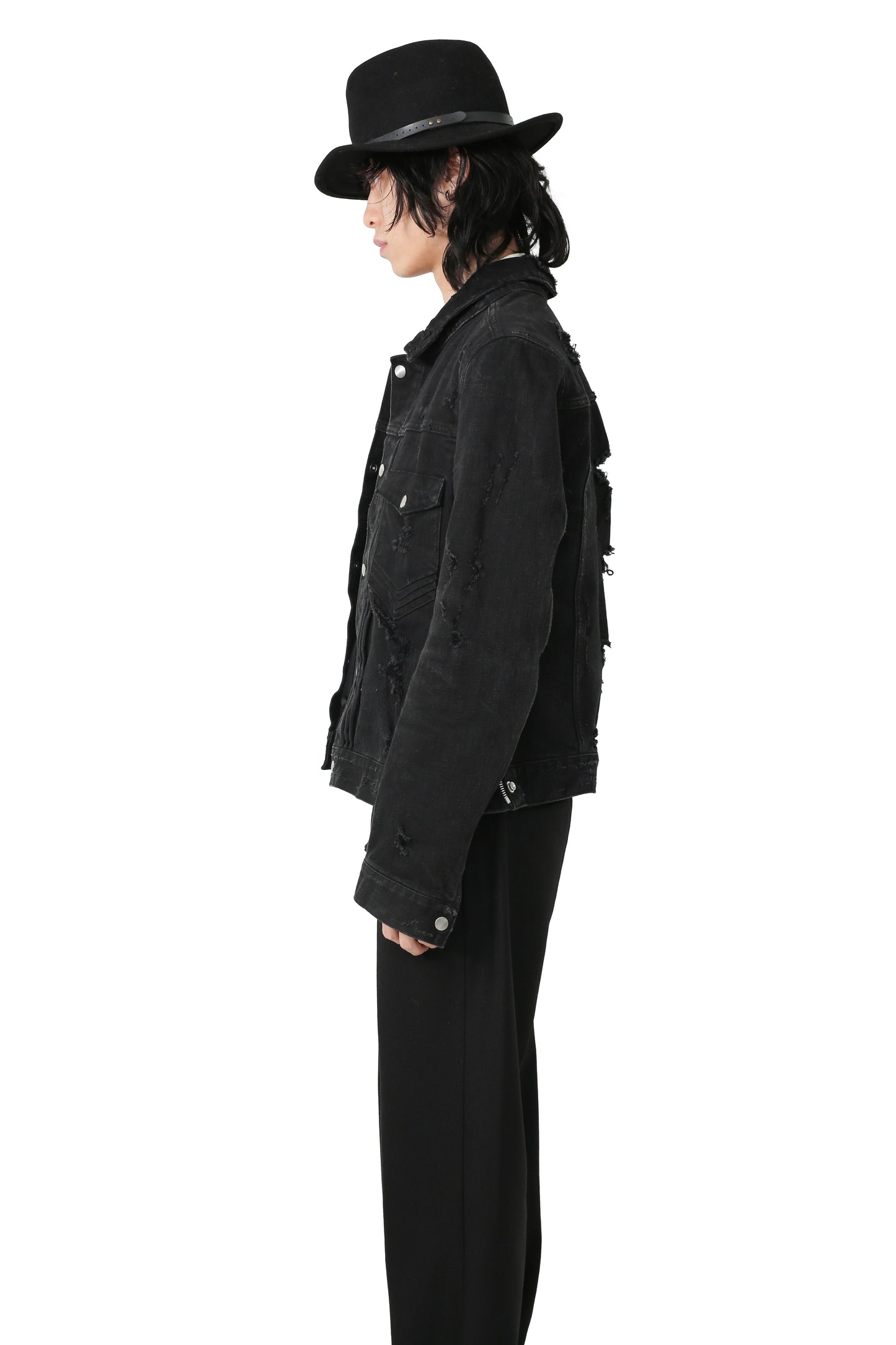 "balmain" destroyed denim jacket