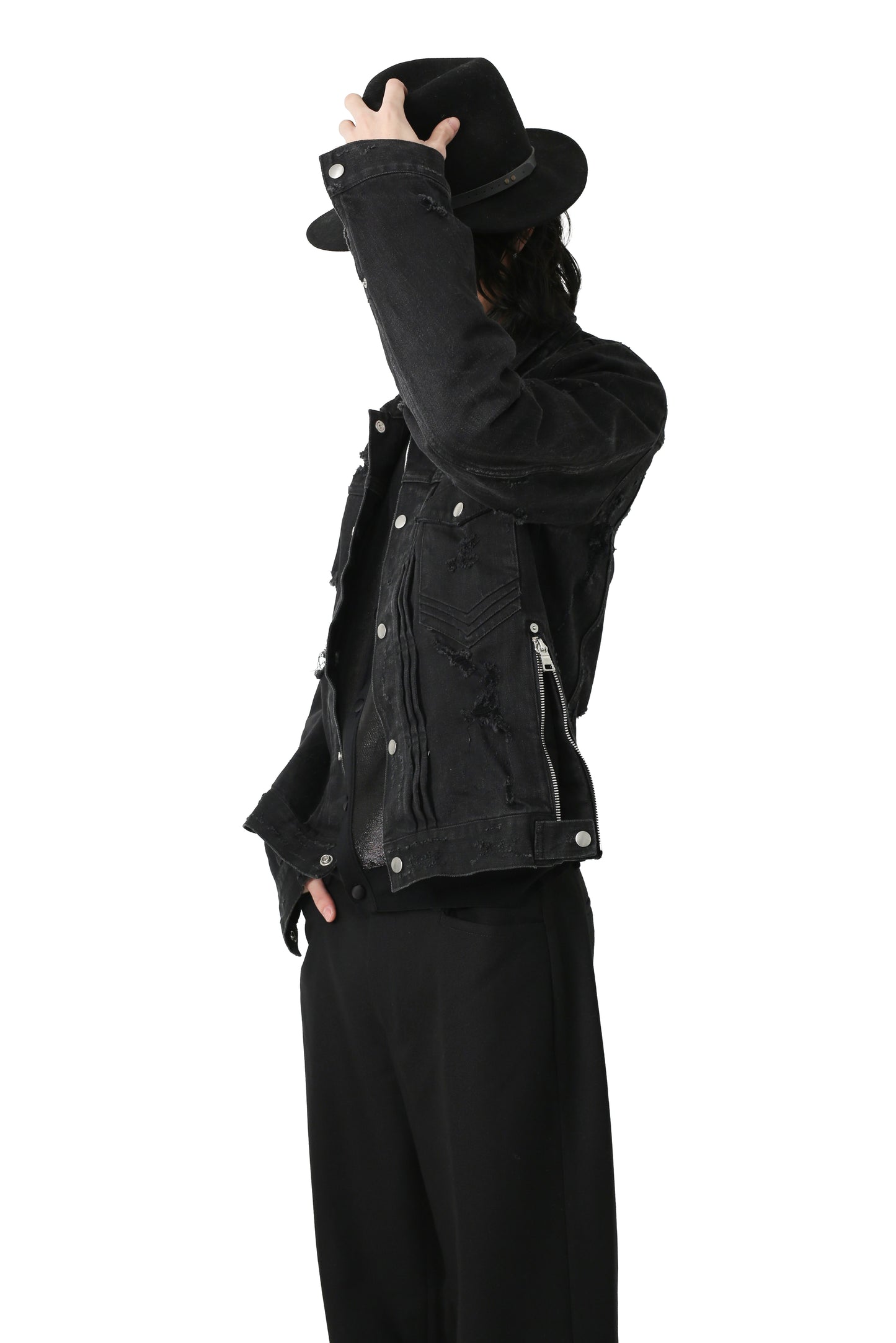 "balmain" destroyed denim jacket