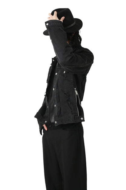 "balmain" destroyed denim jacket