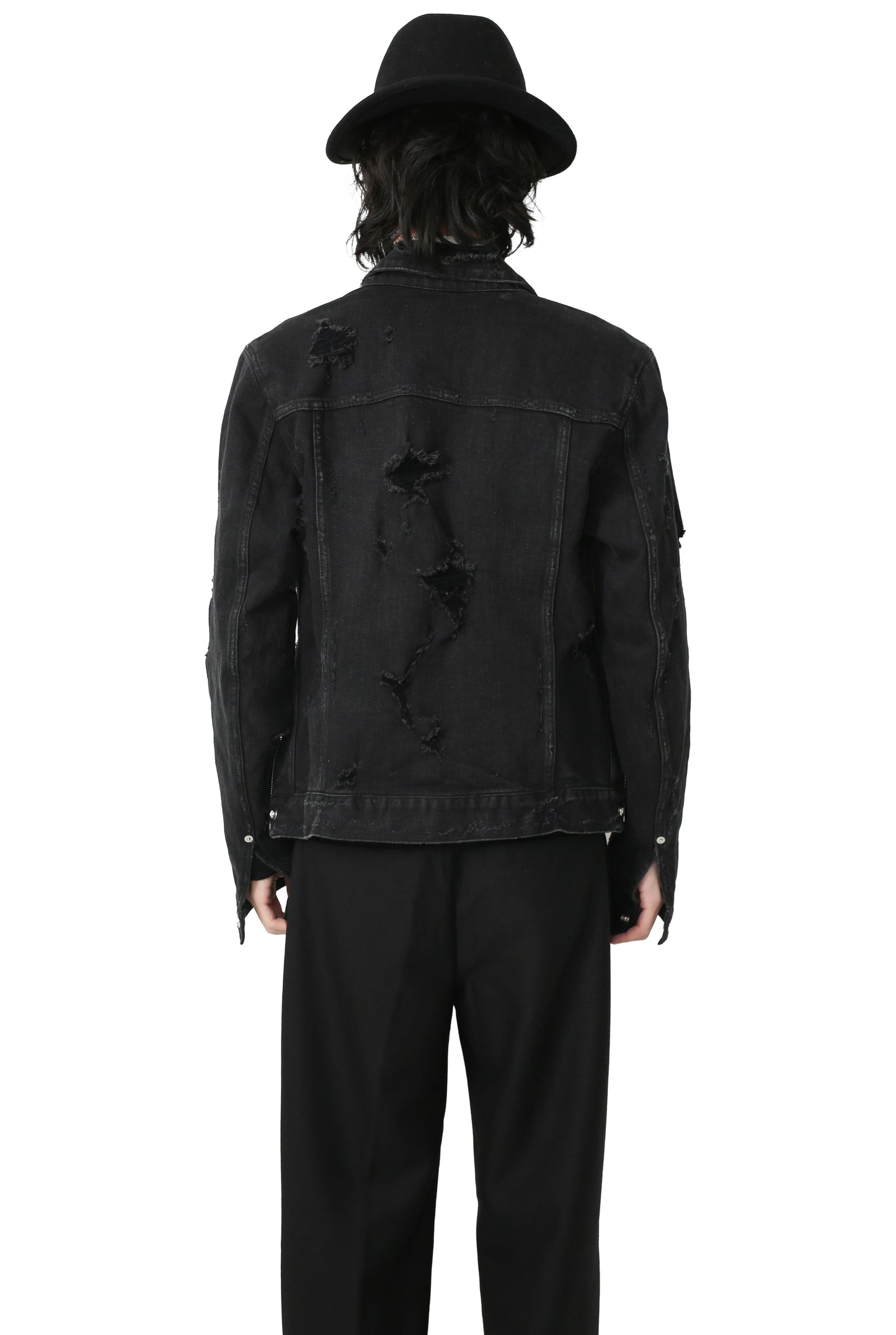 "balmain" destroyed denim jacket