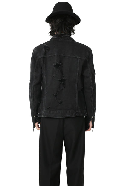 "balmain" destroyed denim jacket