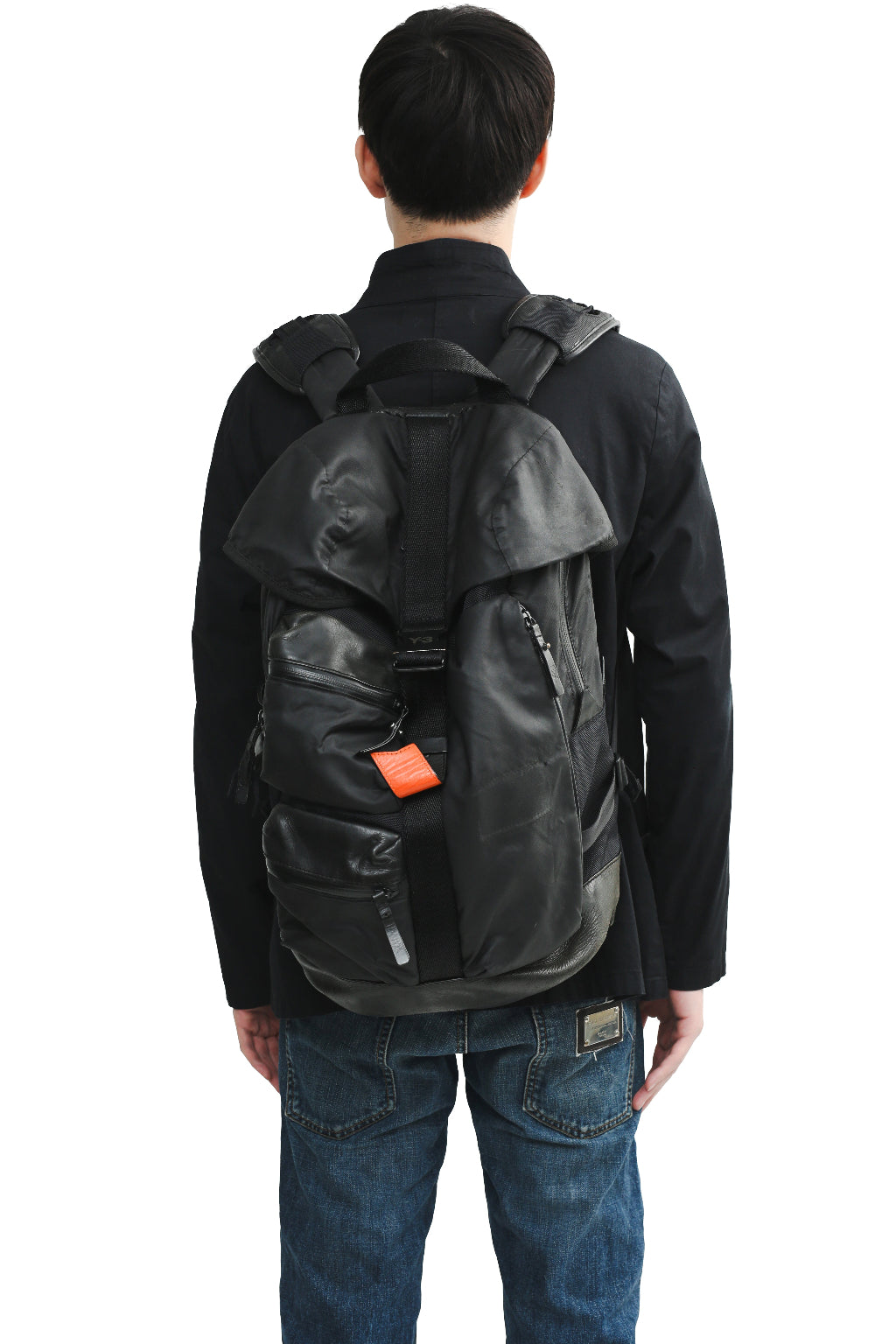 Y-3 - LEATHER BLEND NYLON BACKPACK