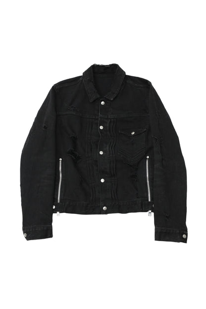 "balmain" destroyed denim jacket