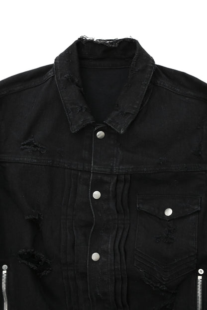 "balmain" destroyed denim jacket