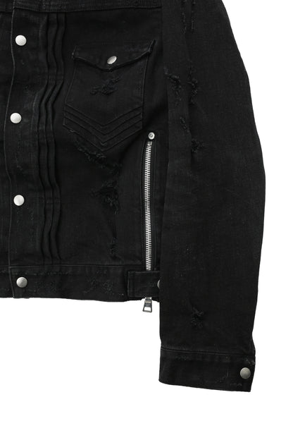 "balmain" destroyed denim jacket