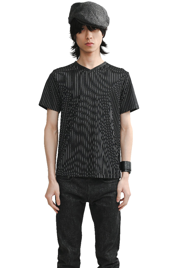 JEAN PAUL GAULTIER HOMME - LEATHER BLEND STRIPE TOP