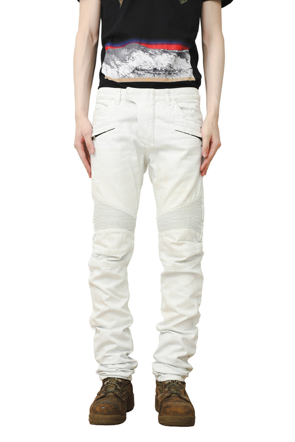 BALMAIN - WHITE BIKER JEANS