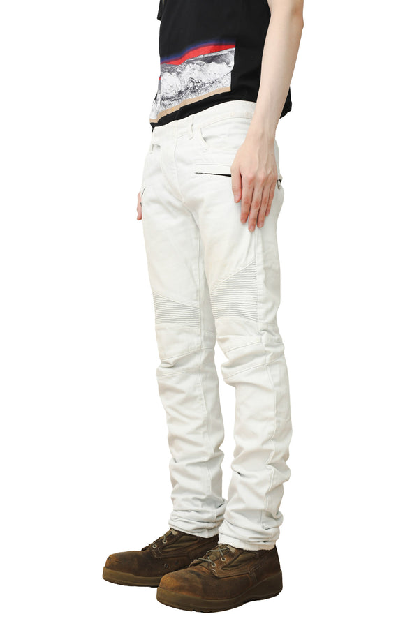 BALMAIN - WHITE BIKER JEANS
