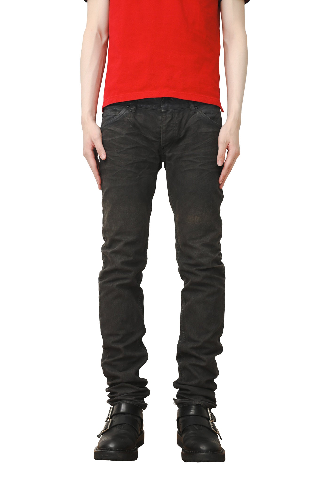 WAIST COATED STRAIGHT JEANS