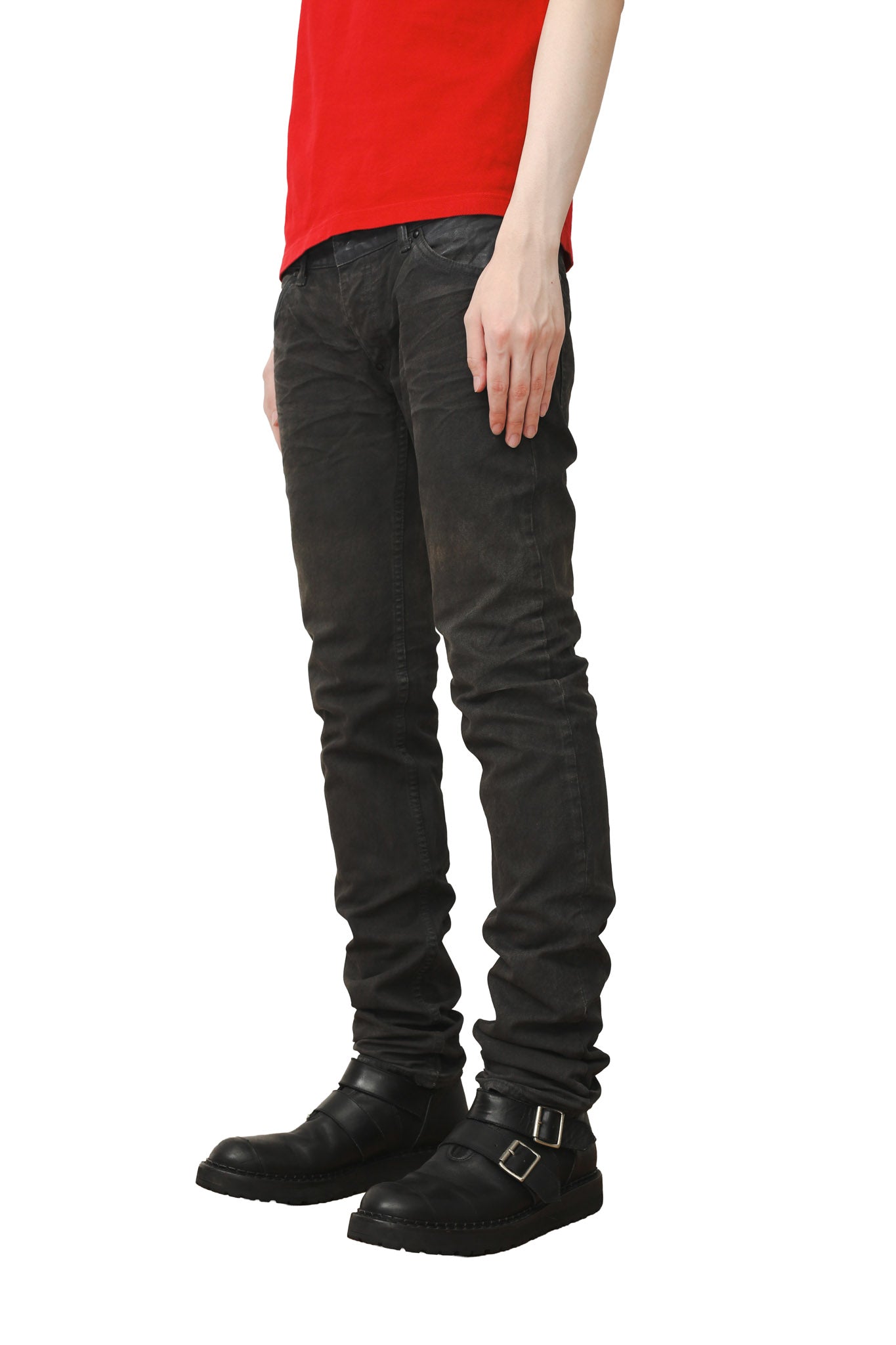 WAIST COATED STRAIGHT JEANS