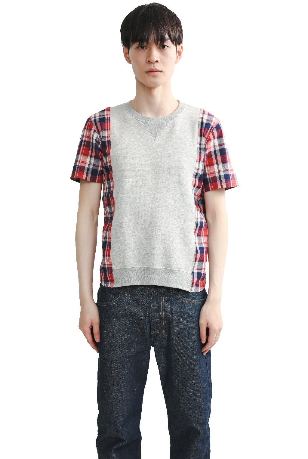 CHECKED SWITCHING SWEAT TEE