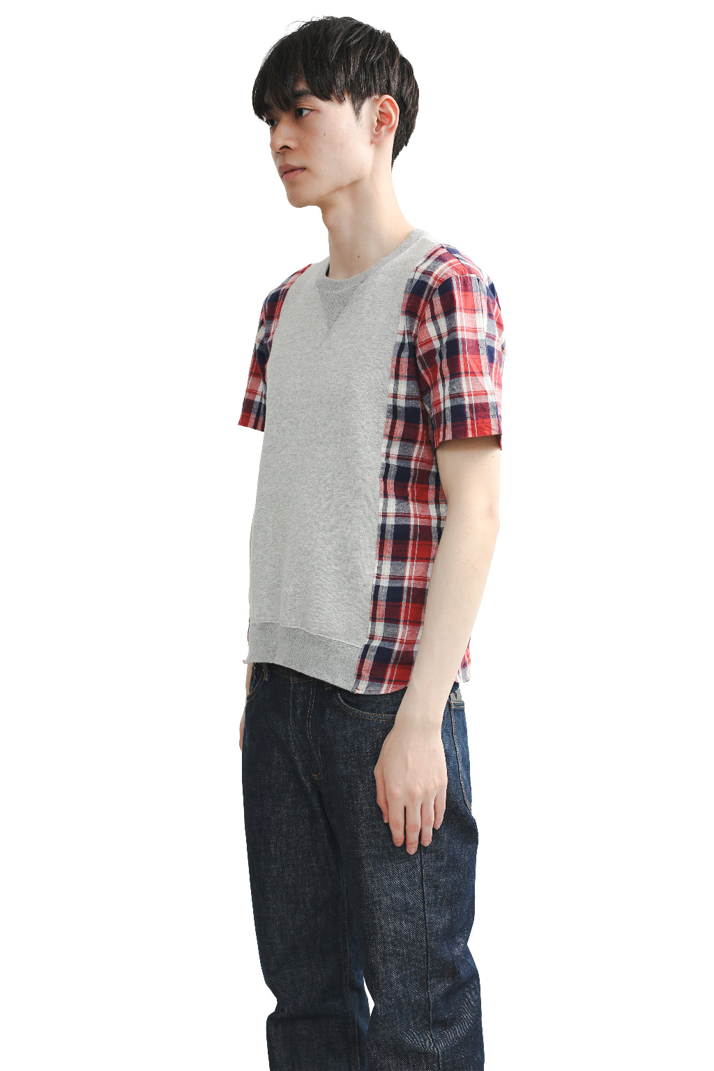 CHECKED SWITCHING SWEAT TEE