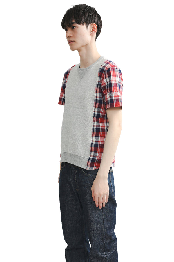 CHECKED SWITCHING SWEAT TEE