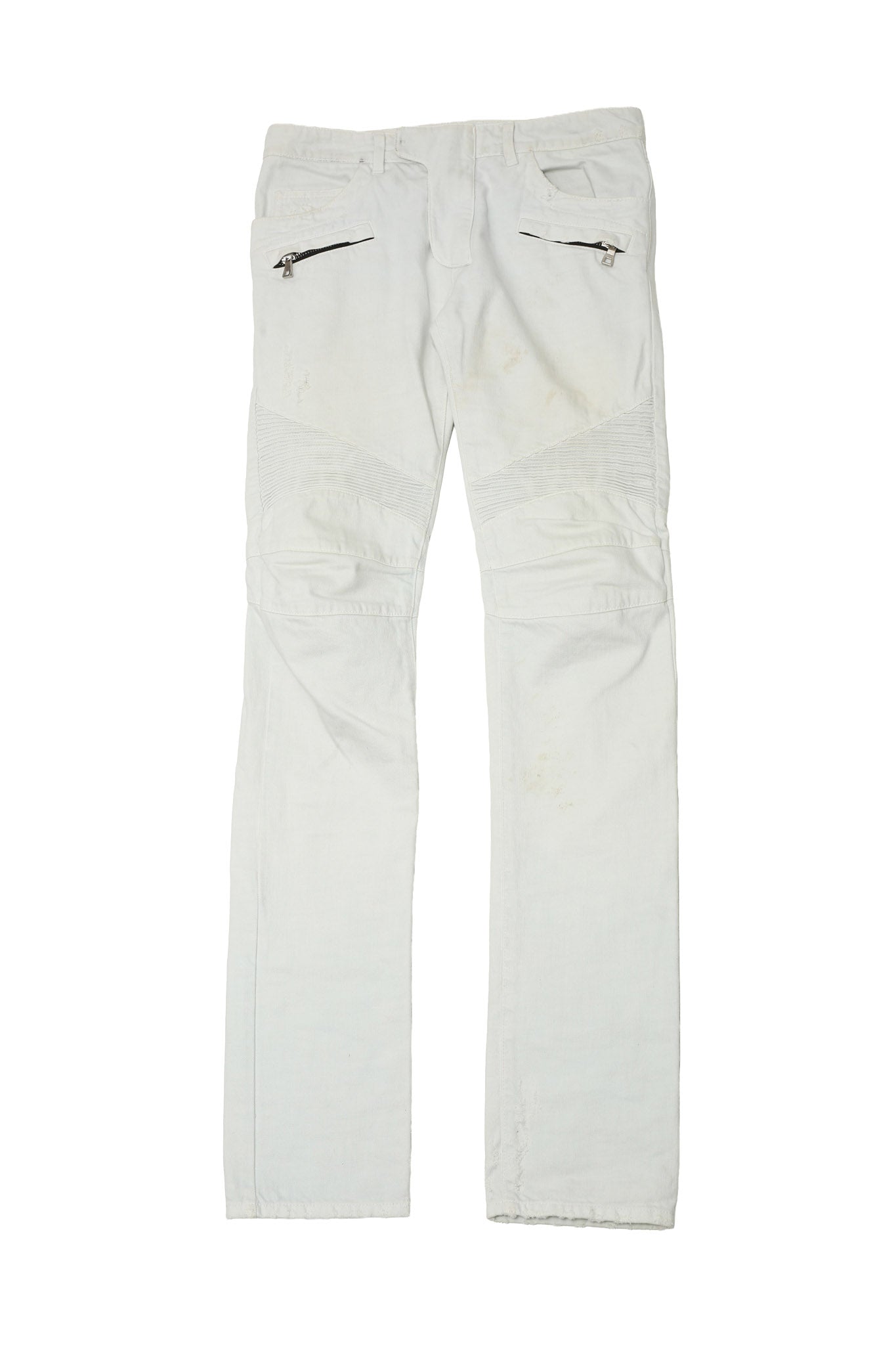 BALMAIN - WHITE BIKER JEANS