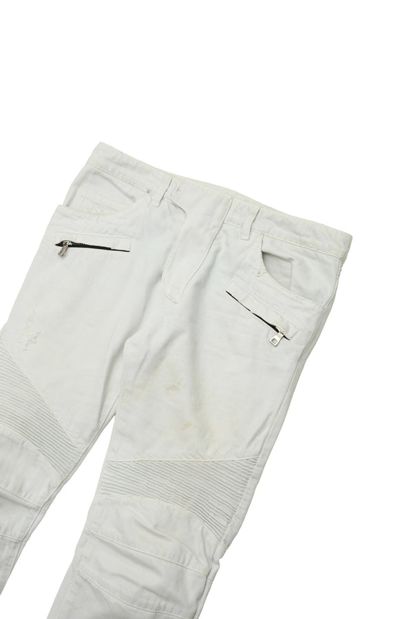 BALMAIN - WHITE BIKER JEANS