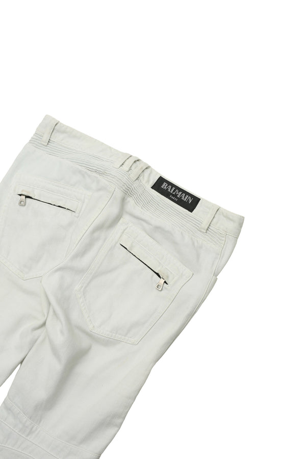 BALMAIN - WHITE BIKER JEANS