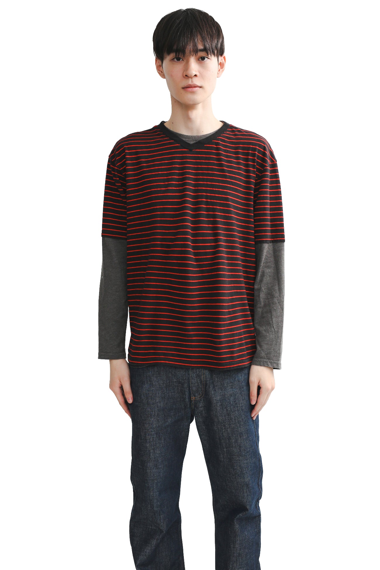LAYRED LONG SLEEVE BORDER TEE