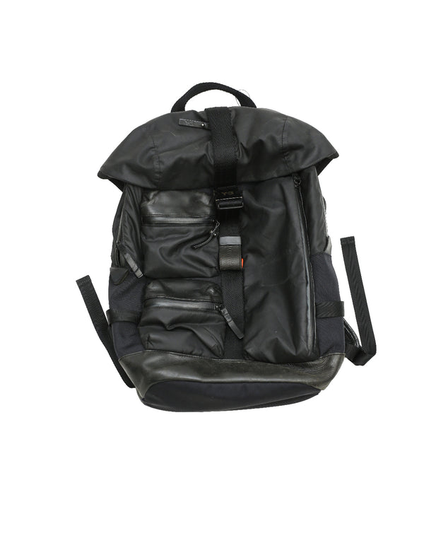 Y-3 - LEATHER BLEND NYLON BACKPACK