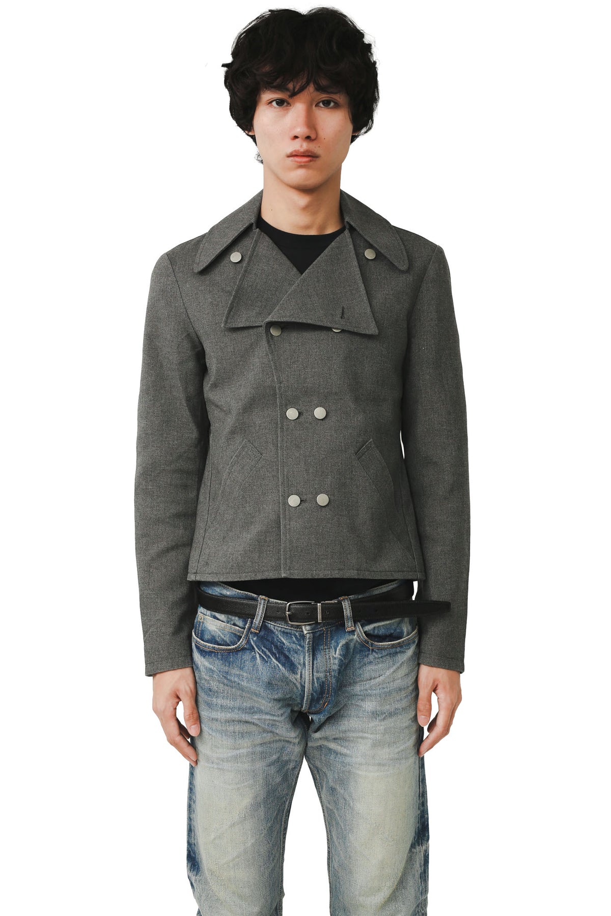 GREY SHORT PEA COAT