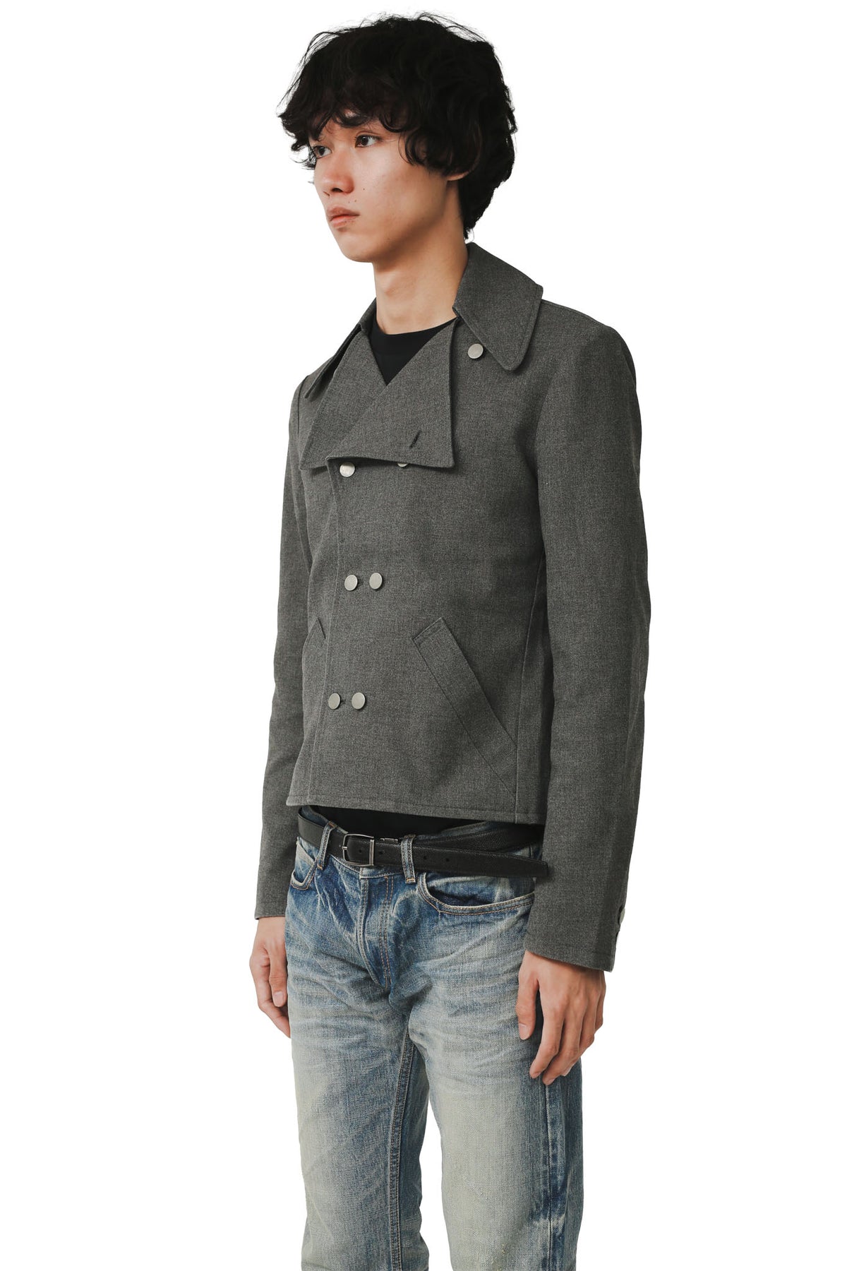 GREY SHORT PEA COAT