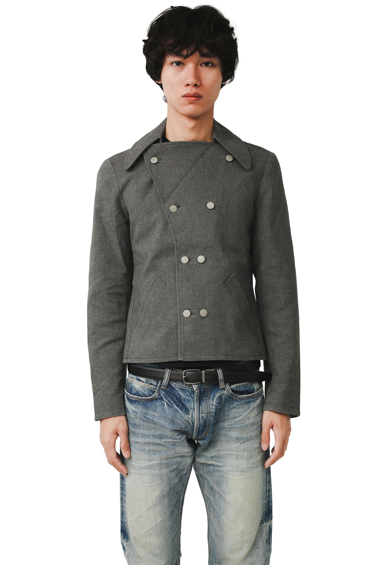 GREY SHORT PEA COAT