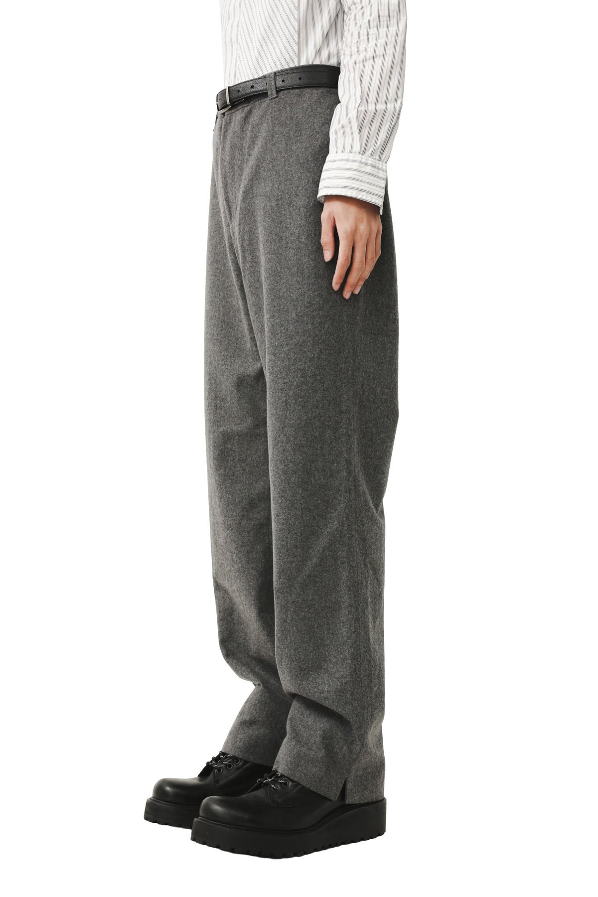 GREY WOOL STRAIGHT SLACKS