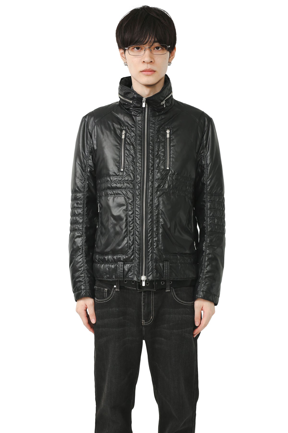 NEIL BARRETT - PATENT ZIPPED DOWN JACKET